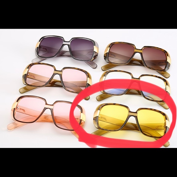 UNISEX GUCCI SQUARE HAVANA AND GOLD FALLING STAR ACCENTED FRAME SUNGLASSES - Picture 6 of 16